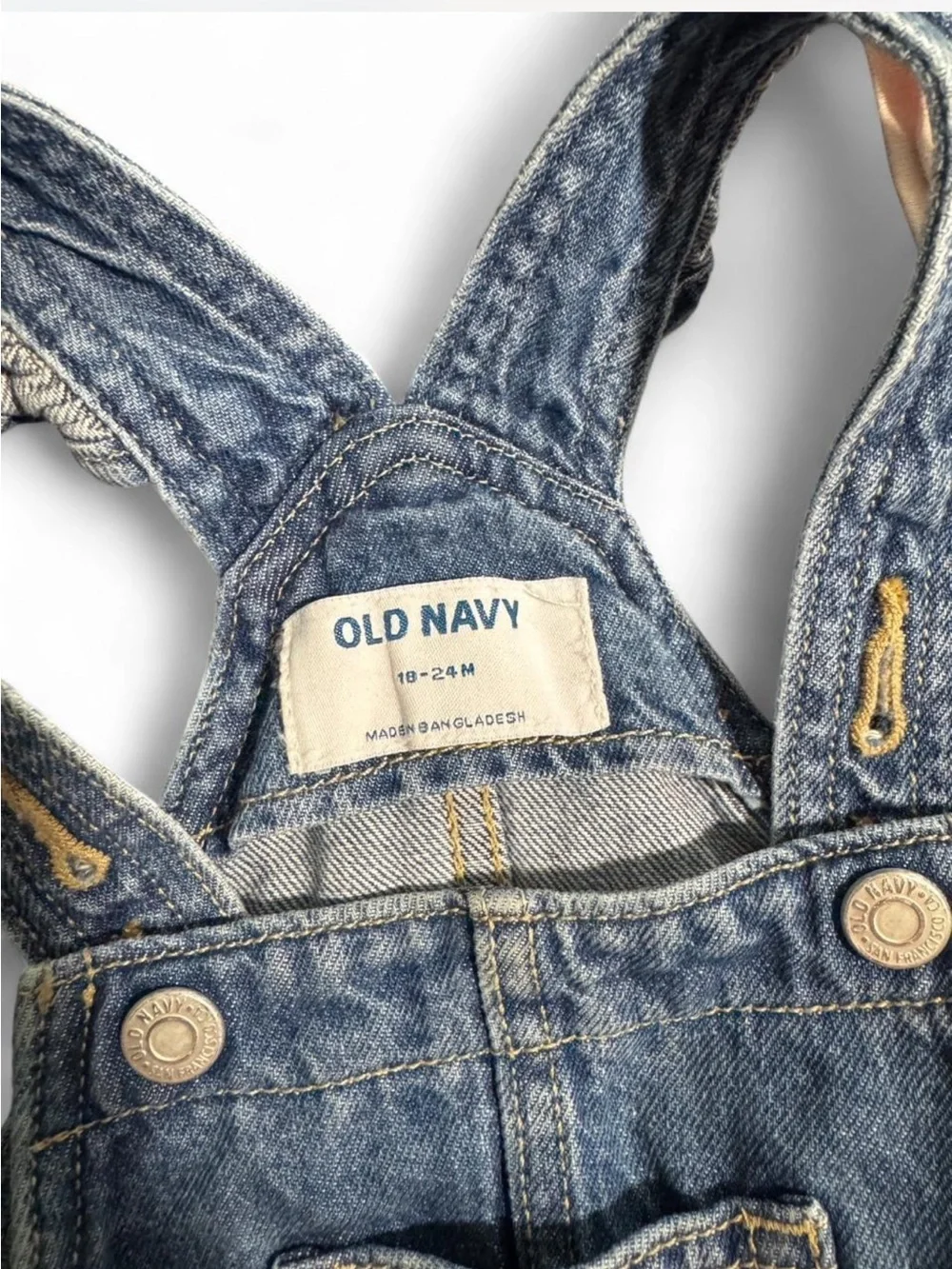 Old Navy Pink Strawberry Graphic Onesie with Blue Denim Overall Dress